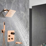 Luxurious Rose Gold 3-Way Thermostatic Shower System with  shower head and tub spout