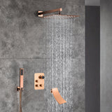 Luxurious Rose Gold 3-Way Thermostatic Shower System with  shower head and tub spout