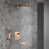 Luxurious Rose Gold 3-Way Thermostatic Shower System with  shower head and tub spout