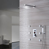 Wall-Mounted 3-Way Digital Display Pressure Balance Shower Faucet with Choice of 12'' or 16'' LED or Non-LED Rain Shower Head