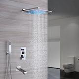 Chrome 3-Way Digital Shower System with 12" or 16" Rain Head: LED Options