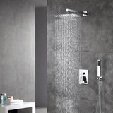 Wall-Mounted Chrome Shower System with Optional LED Light - Available in 12'' or 16'' Sizes, 2-Way Functionality