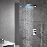 Wall-Mounted Chrome Shower System with Optional LED Light - Available in 12'' or 16'' Sizes, 2-Way Functionality