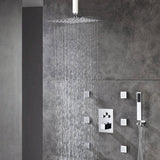 12-inch or 16-inch Rainfall 3 LED Colors Chrome Ceiling Mount 3-Way Thermostatic Shower System