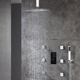 Rain Shower Set Sprayer Chrome Ceiling Mount 3 way touch digital valve with 6 body jets