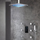 Rain Shower Set Sprayer Chrome Ceiling Mount 3 way touch digital valve with 6 body jets