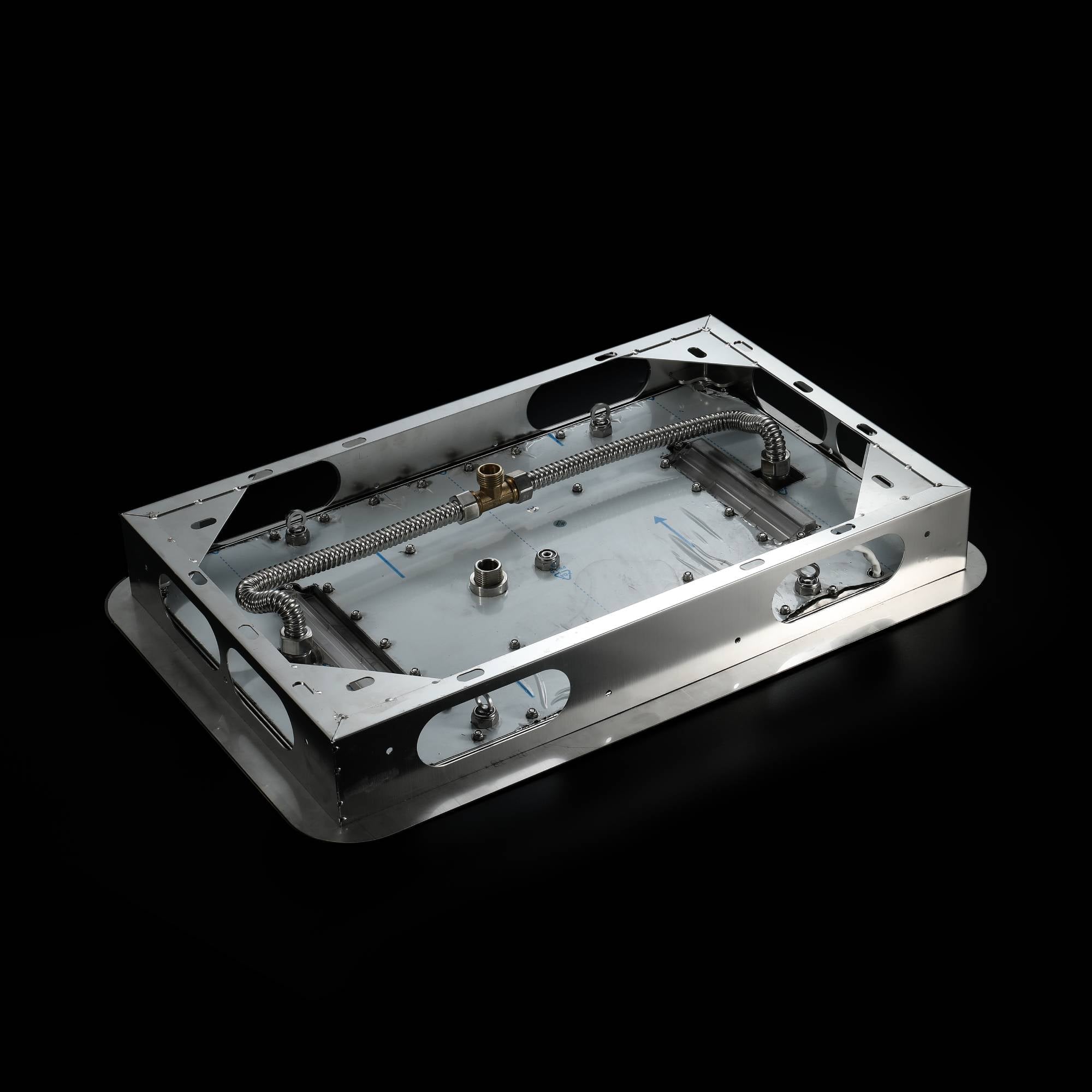 64 LED colors chrome music led flushed in 23x15inch shower head 4 way thermostatic valve that each function run at the same time and separately - wonderland shower inc