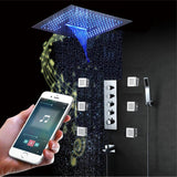 16" LED Chrome 4-Way Thermostatic Shower Faucet with 4"  or 2'' Body Jet