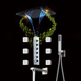 Brushed Gold Or Brushed Nickel Or Matte Black Or Chrome  23x15" LED Music Shower Head with 5-Way Thermostatic Faucet With Tub Spout