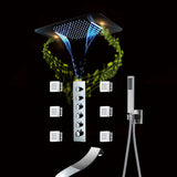 Brushed Gold Or Brushed Nickel Or Matte Black Or Chrome  23x15" LED Music Shower Head with 5-Way Thermostatic Faucet With Tub Spout