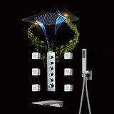 Brushed Gold Or Brushed Nickel Or Matte Black Or Chrome  23x15" LED Music Shower Head with 5-Way Thermostatic Faucet With Tub Spout