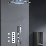 Chrome 20inch Or 24 inch rain head 3 way digital thermostatic shower faucet with 6 body jets and sliding bar