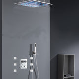Chrome 20inch Or 24 inch rain head 3 way digital thermostatic shower faucet with 6 body jets and sliding bar