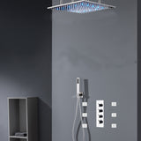 Chrome 20inch Or 24 inch rain head 3 way digital thermostatic shower faucet with 6 body jets and sliding bar