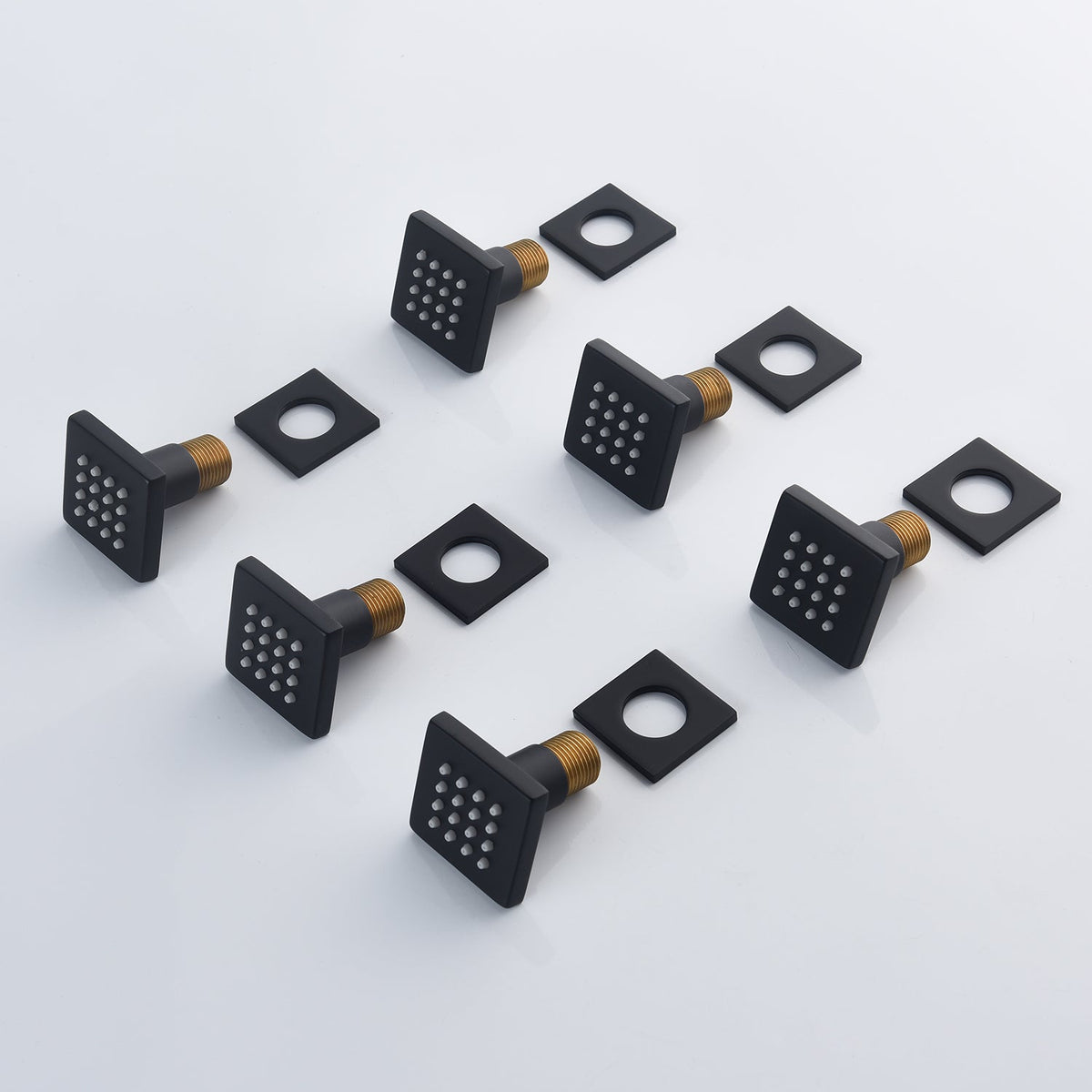 12-Inch or 16-Inch Matte Black Rain Showers with 3-Way Anti-Scald Digital Display Valve, Trim, and 6 Body Jets - wonderland shower inc