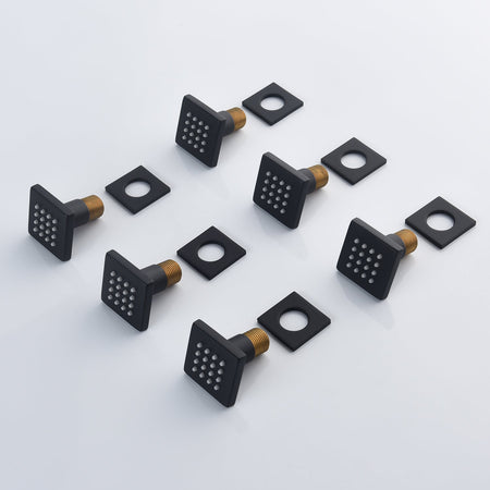 12-Inch or 16-Inch Matte Black Rain Showers with 3-Way Anti-Scald Digital Display Valve, Trim, and 6 Body Jets - wonderland shower inc