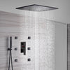 20-Inch or 24-Inch Matte Black Ceiling Mounted Shower Faucet with 3-LED Colors, 3-Way Anti-Scald Digital Display Valve, and 6 Body Jets - wonderland shower inc