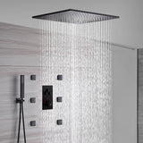 Matte Black 20" or 24" Ceiling-Mounted 3-Way Thermostatic Shower Faucet