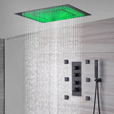 Matte Black 20" or 24" Ceiling-Mounted 3-Way Thermostatic Shower Faucet