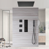20inch LED Rainfall matte black 3 way digital thermostatic shower faucet with Body jets