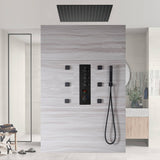 20inch LED Rainfall matte black 3 way digital thermostatic shower faucet with Body jets