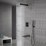 Matte Black Wall-Mounted 12" or 16" Rain Shower Head with 3-Way Thermostatic Faucet
