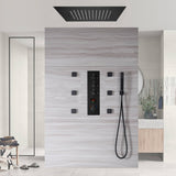 20inch LED Rainfall matte black 3 way digital thermostatic shower faucet with Body jets