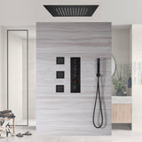 20inch LED Rainfall matte black 3 way digital thermostatic shower faucet with Body jets
