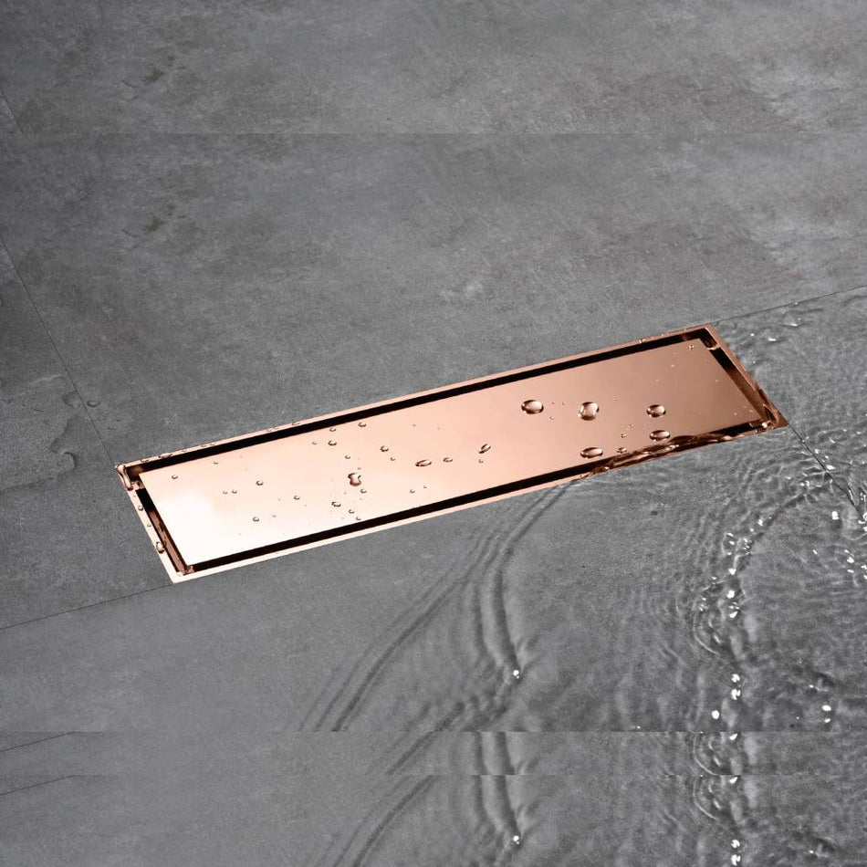 Rose Gold brass 11.8-inch brass Shower Floor Drain with Removable Strainer Cover and Square Anti-clogging