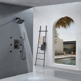 3-Way Matte Black Wall-Mounted Thermostatic Shower System with 12'' or 16'' Rain Head or 6 inch regular headOptional LED Light