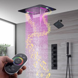 Matte Black 23x15" LED Music Shower Head with 4-Way Thermostatic System