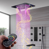 Brushed Gold Or Brushed Nickel Or Matte Black Or Chrome  23x15" LED Music Shower Head with 5-Way Thermostatic Faucet With Tub Spout