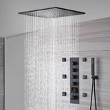 Matte Black 20" Flush or Ceiling Mount Shower System with Thermostatic Valve and Body Jets