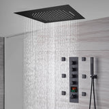 Matte Black 20" Flush or Ceiling Mount Shower System with Thermostatic Valve and Body Jets