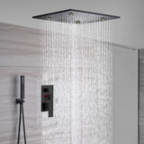 Matte Black 20" LED Rainfall Shower Head with 3-Way Digital Shower Faucet