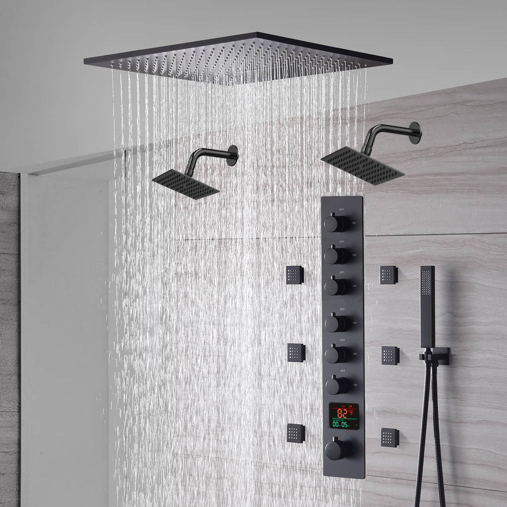 20 Inch Or 24 Inch Matte Black Ceiling Mount Rainfall Waterfall Shower   A9102Q4C20WR 2 Df9c28d1 E54b 4caa 904a Af57680c5126 1024x1024 