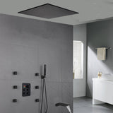 20'' ceiling mounted LED matte Black 3 way thermostatic valve tub spout that each function run at the same time and separately