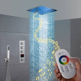 16-Inch Brushed Nickel  Shower Faucet: 3-Way Control, Flush-Mounted, 64-Color LED Lighting, Bluetooth Music Rainfall & Waterfall Features, with Three Options for Rough-In Valve Choice
