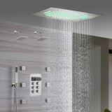20" Brushed Nickel Rainfall Shower System: 6-Way Thermostatic Control, Dual Heads, 6 Body Jets