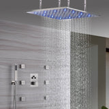 Brushed Nickel 3-Way Thermostatic Shower Faucet with Ceiling-Mounted 20'' or 24'' Head