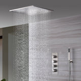 20inch Brushed nickel ceiling or flush mount rainfall waterfall shower systems 3 way thermostatic shower faucet that available in both led light or non-led light options