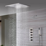 20inch Brushed nickel ceiling mount rainfall waterfall shower systems 4 way thermostatic valve with 6 inch regular head
