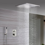 20inch Brushed nickel ceiling or flush mount rainfall waterfall shower systems 3 way thermostatic shower faucet that available in both led light or non-led light options
