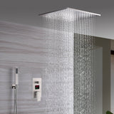 20inch Brushed nickel ceiling or flush mount rainfall waterfall shower systems 3 way thermostatic shower faucet that available in both led light or non-led light options