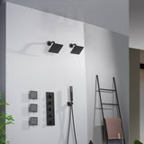 Oil Rubbed Bronze Wall Mount High water pressure Dual Regular Shower Heads with 4-Way Thermostatic System, Body Jets