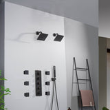 Oil Rubbed Bronze Wall Mount High water pressure Dual Regular Shower Heads with 4-Way Thermostatic System, Body Jets