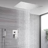20" Brushed Nickel Ceiling/Flush Mount Shower System: 2-Way Function, LED Options