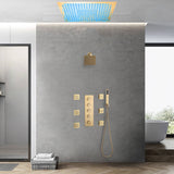 Flush Mount Rainfall Shower Head with 4-Way Digital Faucet, Body Jets, Regular Head