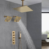Brushed Gold Ceiling Mount Shower System with 4-Way Thermostatic Faucet