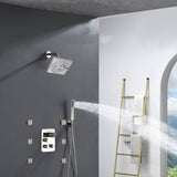 6" Regular Shower Head  - 3-Way Digital Thermostatic System with 6 jets